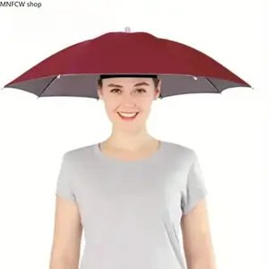 2026 Hot Selling Umbrella Hat with Elastic Headband, Lightweight Portable Sunny Rain Dual-Use Waterproof Fishing Umbrella, Hands-Free Outdoor Folding Rainproof Cap