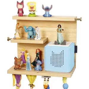 for Toniebox Starter Tonie Shelf Wall Mounted,Tonies Figures Tonies Storage,Magnetic Wooden Floating Shelves Compatible with Tonie Box Player Character for Room