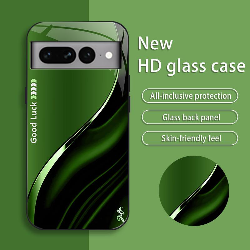 Suitable for [Google Pixel 7 Pro] Simple silk gradient glass phone case, affordable, fully shockproof, drop-proof and wear-resistant-888