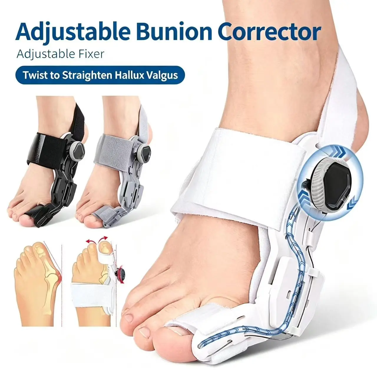 Adjustable Bunion Corrector Outdoor, Unisex Anti-Slip Foot Toe Straightener, Left & Right Feet Universal, 1 Piece Pack
