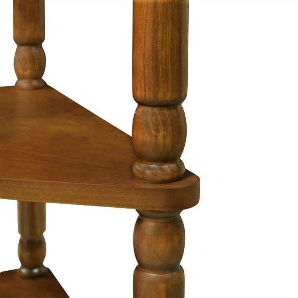 33.8'' Small Triangle Corner Table, Wood Corner Side Table for Small Spaces/ Living Room, 3 Tier End Corner Table with Solid Wood Legs, Brown(High end and high-quality)
