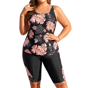 Daci Womens Plus Size Tankini Swimsuits - Tummy Control Two Piece Bathing Suits with Knee Length Shorts DealsForYouDays