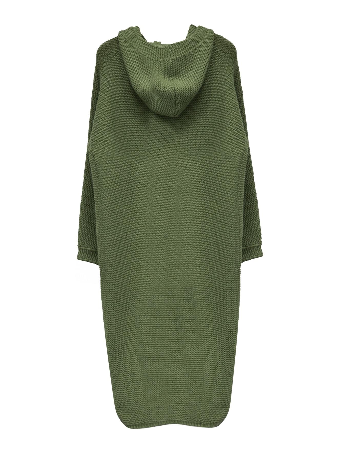 Women's Plain Textured Drop Shoulder Long Hooded Loose Cardigan, Casual Long Sleeve Buttons Polyester Knit Outerwear For Fall & Winter, Women's Clothing For Daily Wear, Womenswear, Knitwear