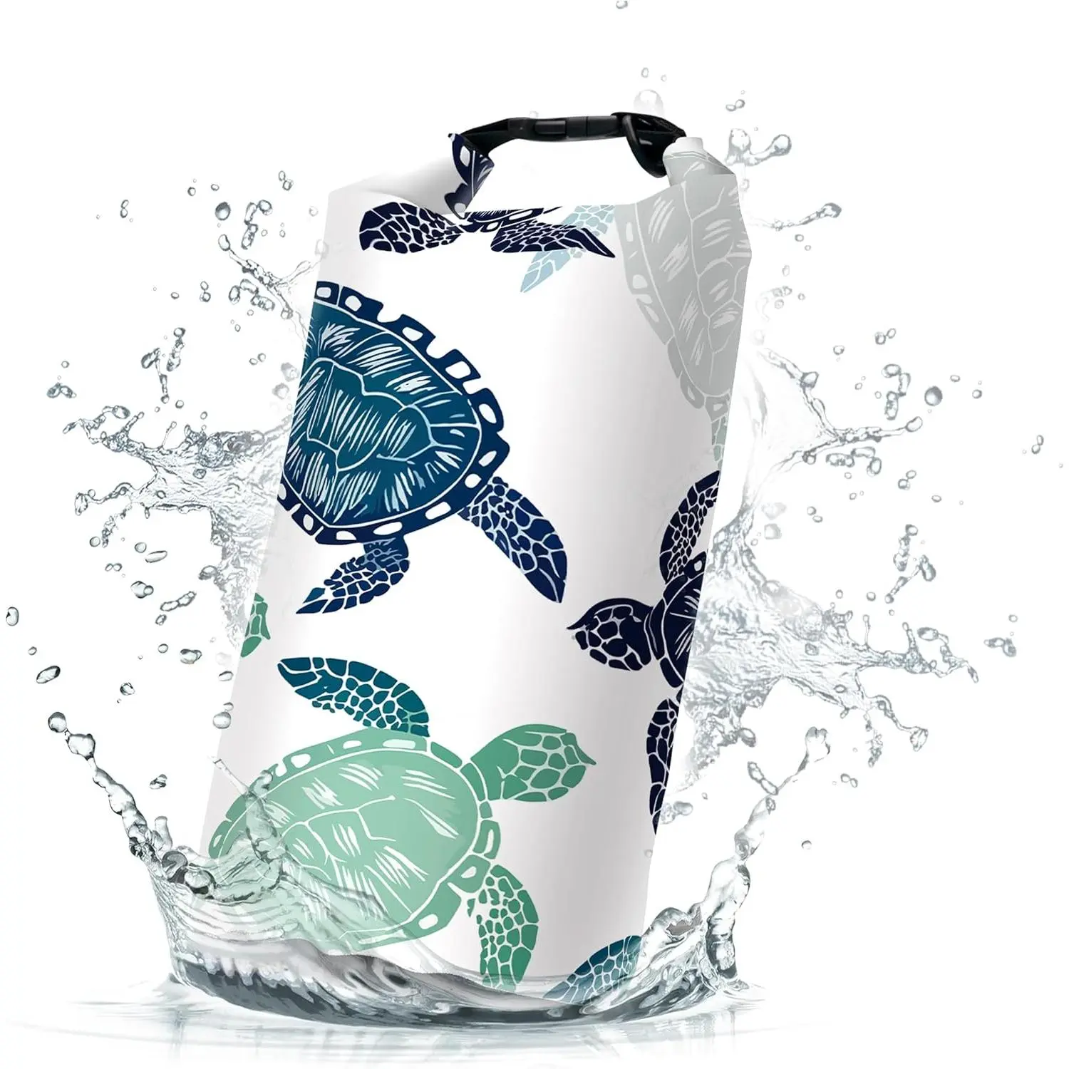 Multi-Size Waterproof Dry Bag - Roll Top Sea Turtle Small Backpack (5L/10L/20L), Floating, Lightweight for Kayaking, Camping, Fishing, Flotation Device