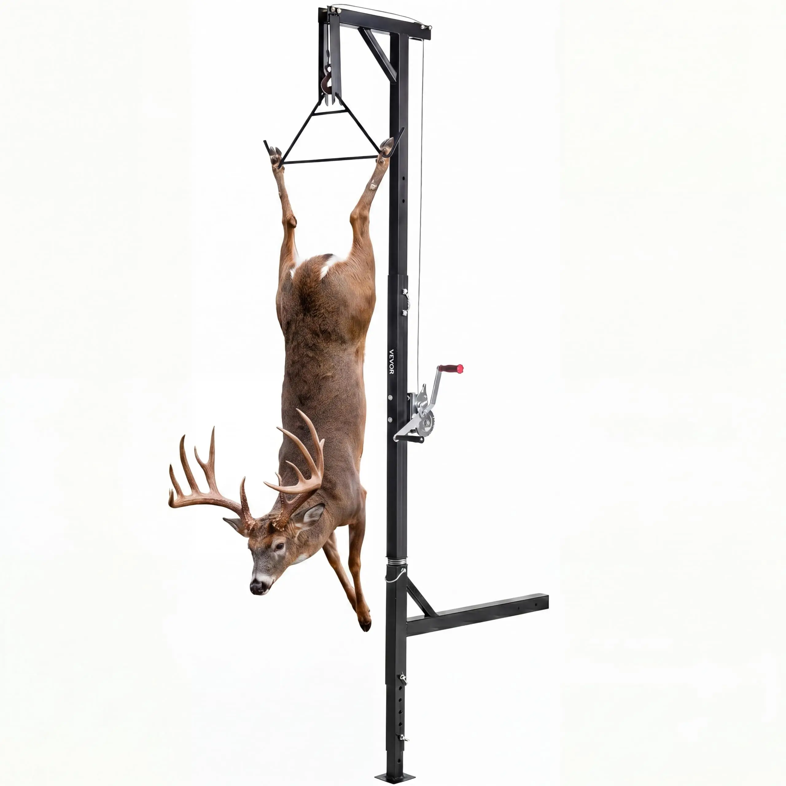 Heavy Duty 600 lbs Truck Hitch Game Hoist Kit with Winch – Adjustable 360° Swivel Boom – Field Dressing & Deer Processing Accessory – Includes Support Feet