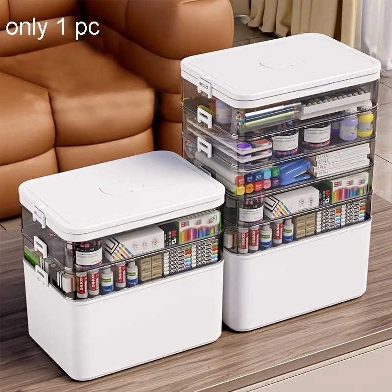Multifunctional Plastic Sewing Tool Box, Durable Storage Organizer, Compartmentalized Organizers, Divided Compartments, Multi Compartment Design, Ideal for Storage of Tools, Art Supplies, Cosmetics, Home Organization, with Handle