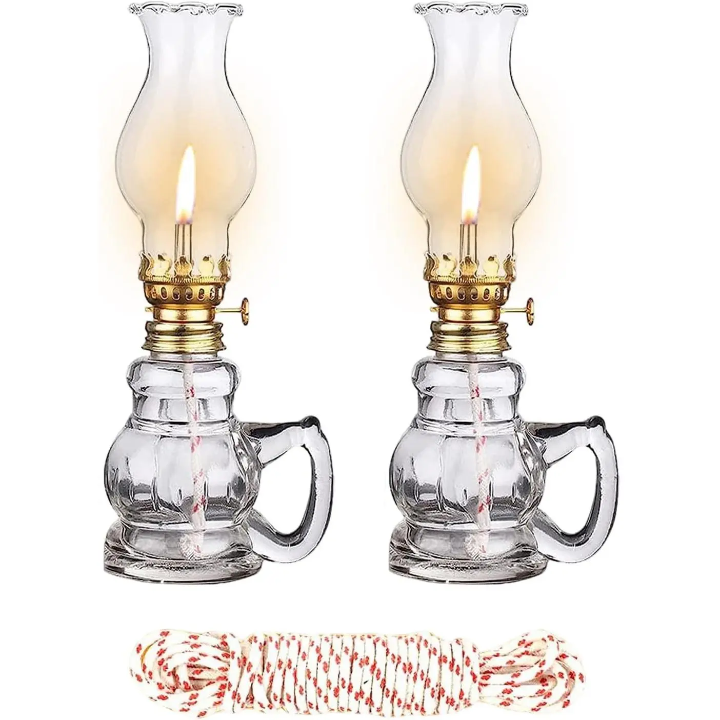 2PCS Chamber Oil Lamp Glass Kerosene Oil Lamp,Citronella Torche for Outside