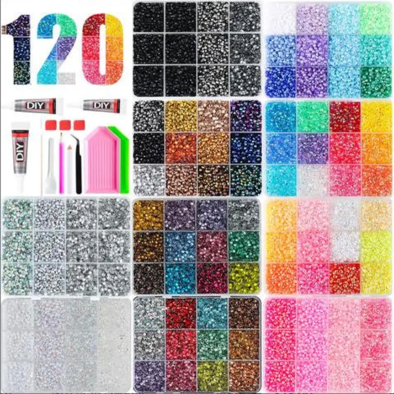 Rainbow Sparkling 120colorful Bedazzling Set, DIY Craft Kit for Clothing, Cups, Shoes, Fabric, Nail Art, Nail Art Rhinestones 、 Flatback Crystals  Diamond Painting，Jelly Rhinestones /Bedazzling Kit/Diamong Art。Christmas Halloween Birthday Gift for Women。