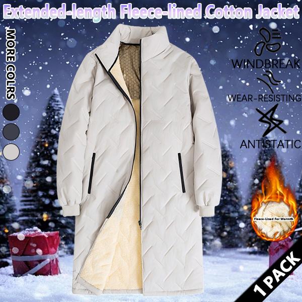 Men's solid color zip-up stand collar mid-length coat, lamb's wool lining, regular fit casual fleece long-sleeved jacket, suitable for autumn and winter wear, winter fashion, men's everyday clothing.