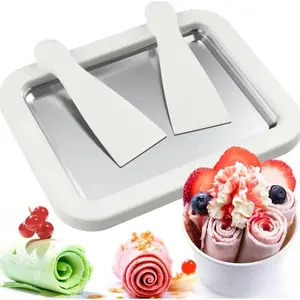 Instant Rolled Ice Cream Maker Kit - 2026 Stainless Steel Freezing Plate with 2 Spatulas, No Power Required - DIY Tray for Homemade Rolled Ice Cream, for Family Fun