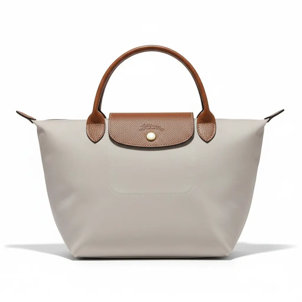 Longchamp Le Pliage Original Foldable Handbag for Women, Clasp Closure, Recycled Nylon Dumpling Style, Stone Gray