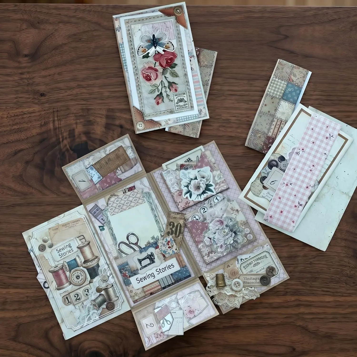 Sweet Love Folio,Assembly kit mini Project,Folio Booklet Craft Kit, Junk Journal Kit, Scrapbooking Supplies, Journaling Decor, Mini Folio Writer Folder Project, Arts & Crafts Gifts
