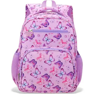 Kids Backpack for Girls - Girls Backpack 3-8 Ages Butterfly for Kids 15 Inch School Bookbag for Kindergarten Elementary School Bookbag for Girl 1st 2nd GradeGift.