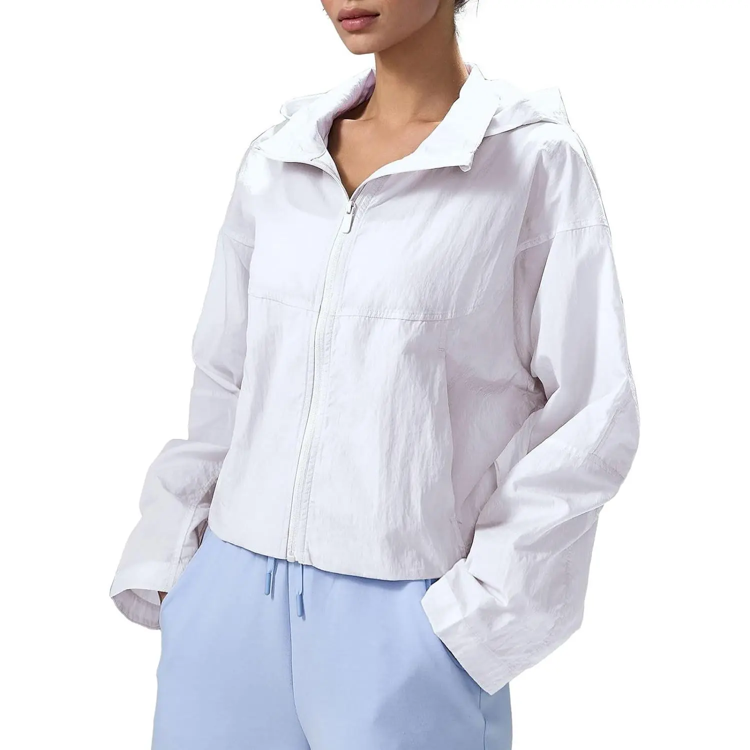 Cool Feeling Water Repellent Raincoats for Women - Lightweight Hooded Outdoor Cycling Jacket Windbreaker