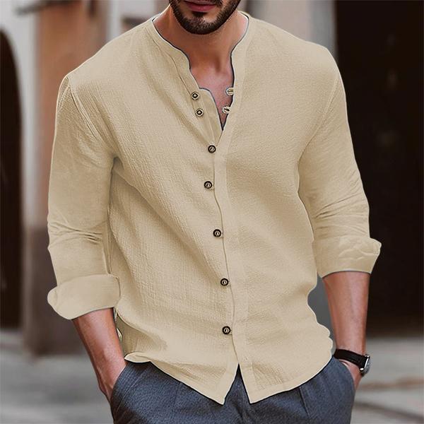 Men's Vintage Button-Up Shirt - Available in Multiple Colors. Made of Linen and Polyester - Lightweight, non-stretch shirt, perfect for spring and summer wear, can be paired with formal or casual attire.
