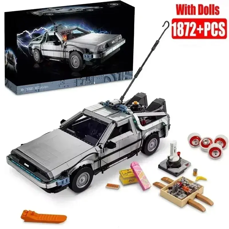 2026 New Back to the Future Time Machine Mechanical Building Block Car Model 10300, Kids Adult Toy, Birthday Gift for Boys Girls, Assembled Plastic Building Blocks