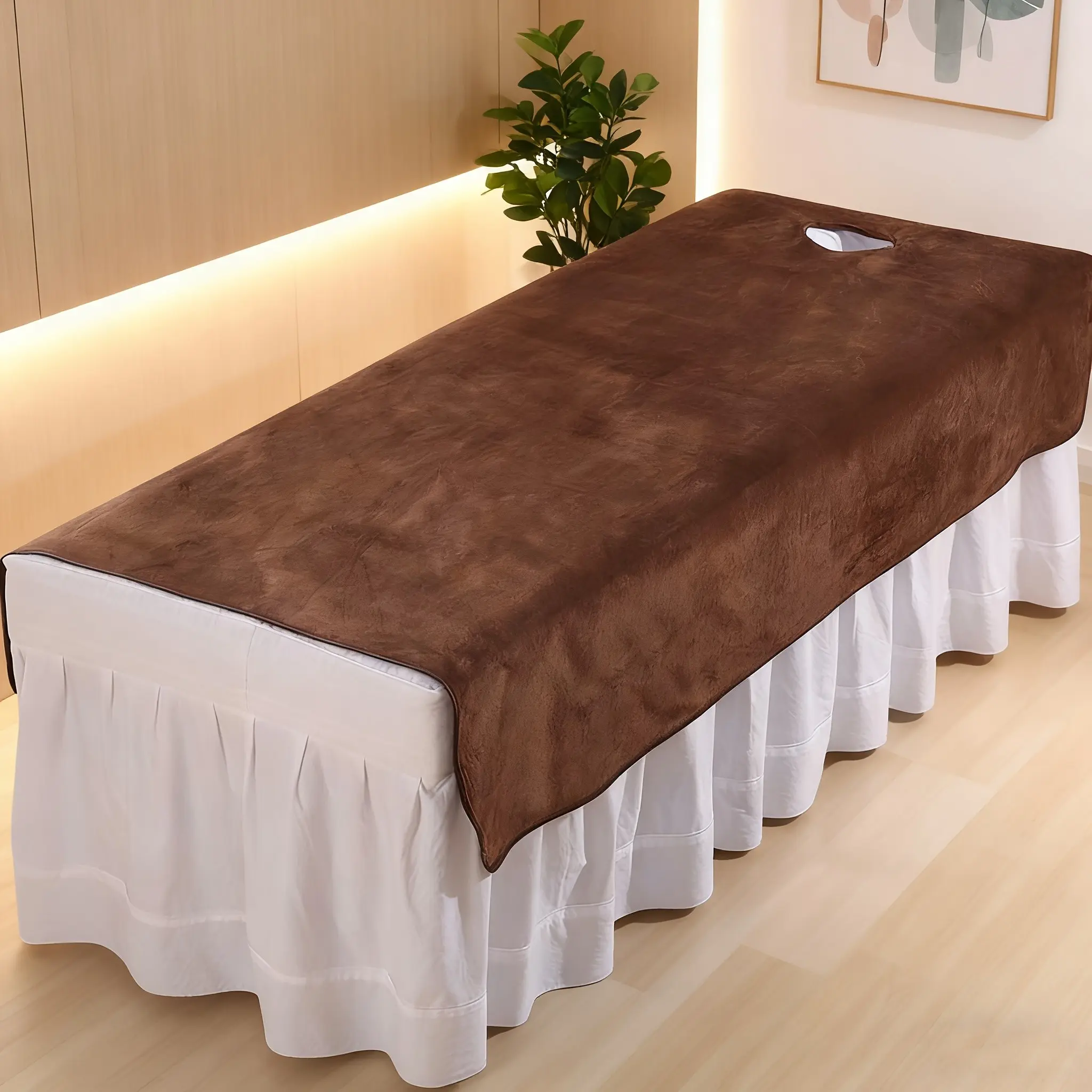 Thickened Fuzzy Massage Bed Sheet for Beauty Salons, Specialized Push-Up Bed Sheet with Holes, Ideal for Professional Use
