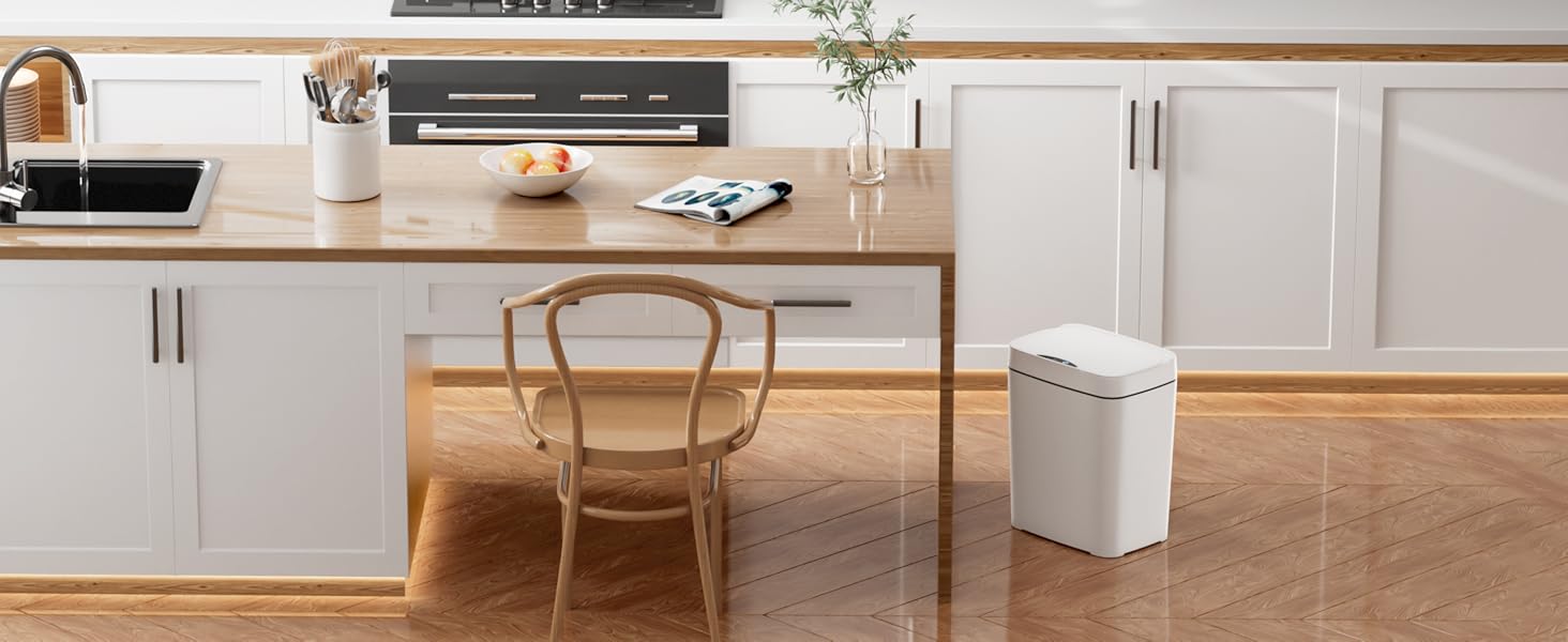 J.C 2 Pack 2.7 Gal Bathroom Trash Can with Lid, Automatic Trash Can Small Garbage Can Touchless, Slim Motion Sensor Waterproof Plastic Trash Bins for Bedroom Office Kitchen Toilet