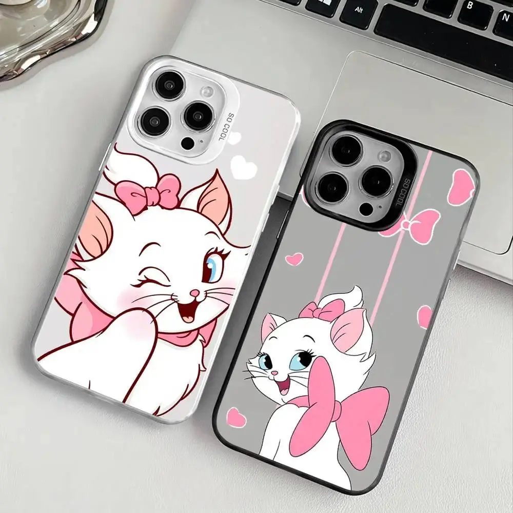 Hotdeal Cute Cartoon Pink M-Mary Cat Phone Case Color-changing Transparent IPhone 11-16 Anti-fall TPU Case, Slim Fit.