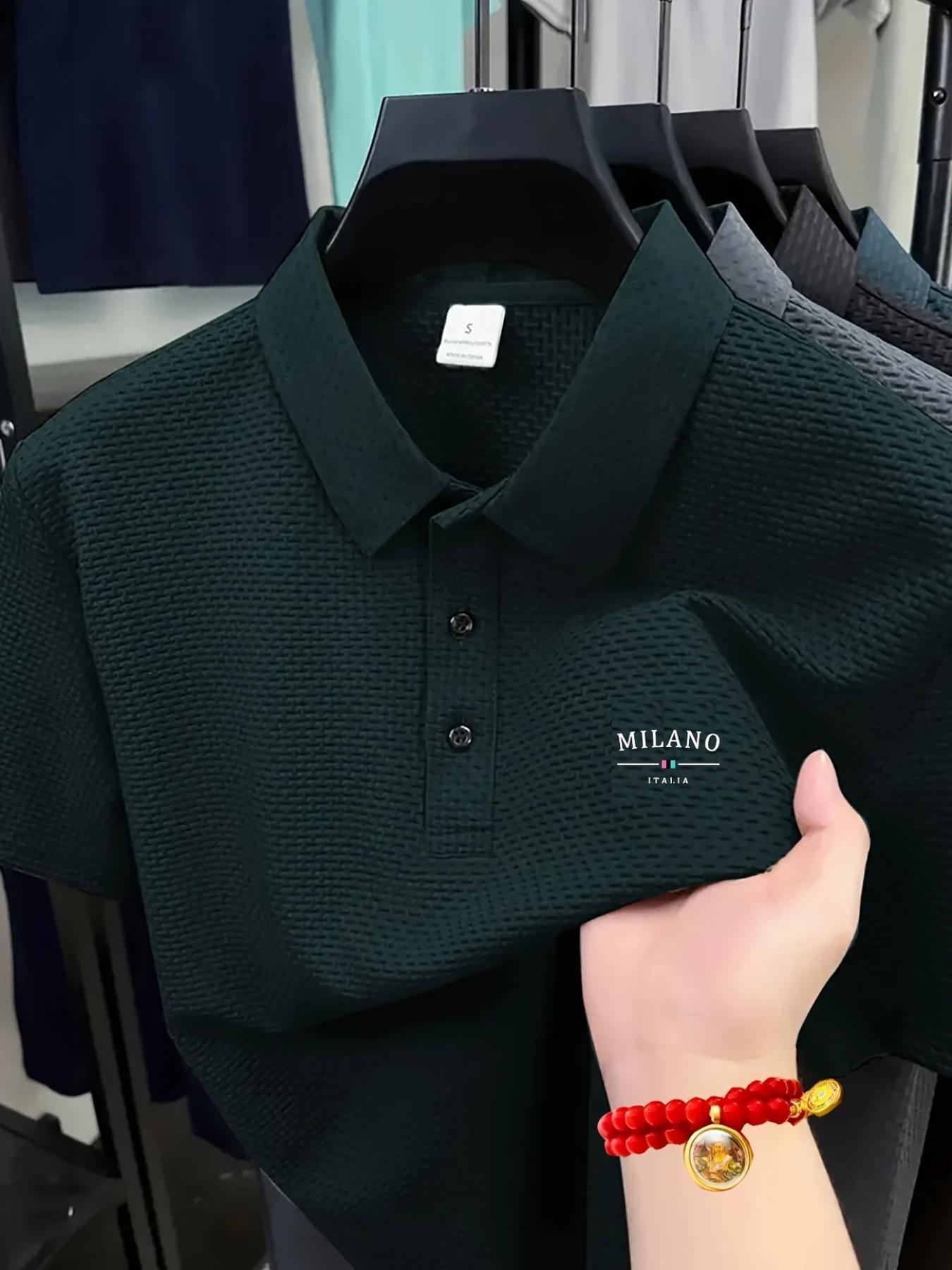 Men's Regular Fit Short Sleeve Polo Shirt, Casual Golf Polo, Casual Button Collar Top for Summer, Fashion Men's Clothes for Daily Wear