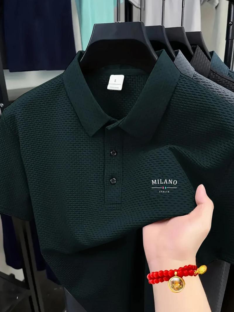 Men's Regular Fit Short Sleeve Polo Shirt, Casual Golf Polo, Casual Button Collar Top for Summer, Fashion Men's Clothes for Daily Wear