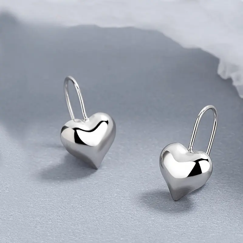 1pc Heart Shaped Stud Earrings, Hypoallergenic Elegant Vintage Earrings, Fashion Jewelry For Women Dating Daily Wear