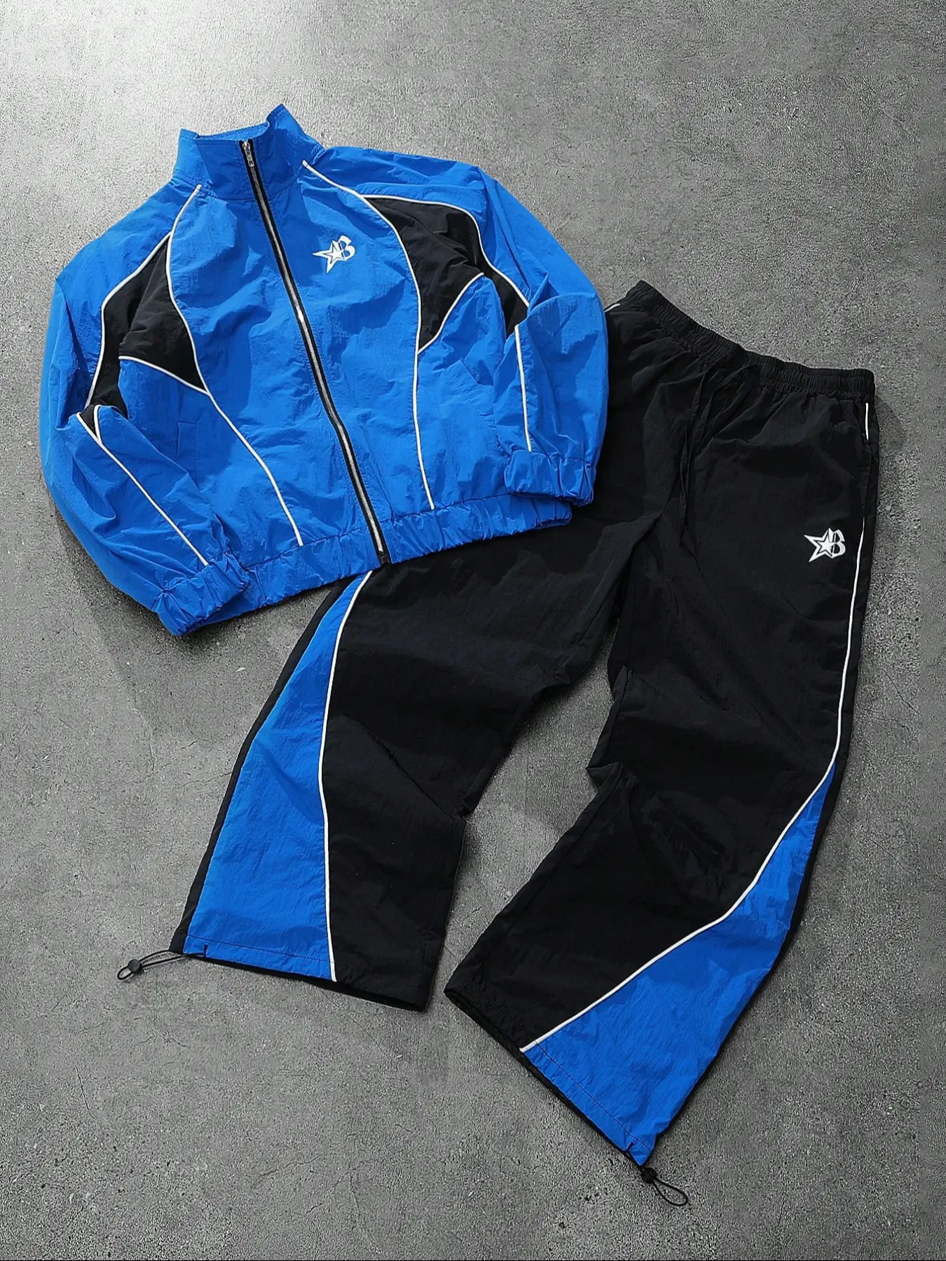 Men's Vintage Sportswear Set, Stand Collar Jacket & Pants, Running Gym Training, Street Style, Loose Fit, Unisex, Fall Winter, Casual Activewear Set