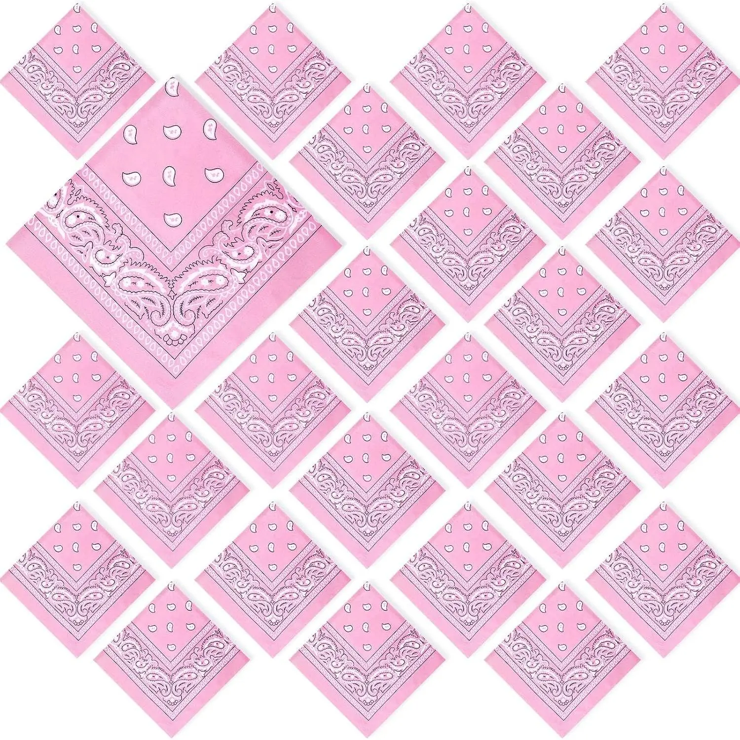 24 Pcs Bandanas Bulk 21.25 x 21.25 in Large Bandana Headband Paisley Cowboy Polyester Bandanas Scarf for Men Women