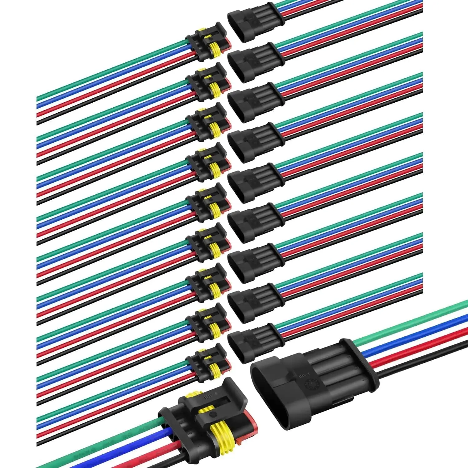 Nilight 10Pack 4Pin Way Electrical Wire Connector 16AWG Male Female Plug