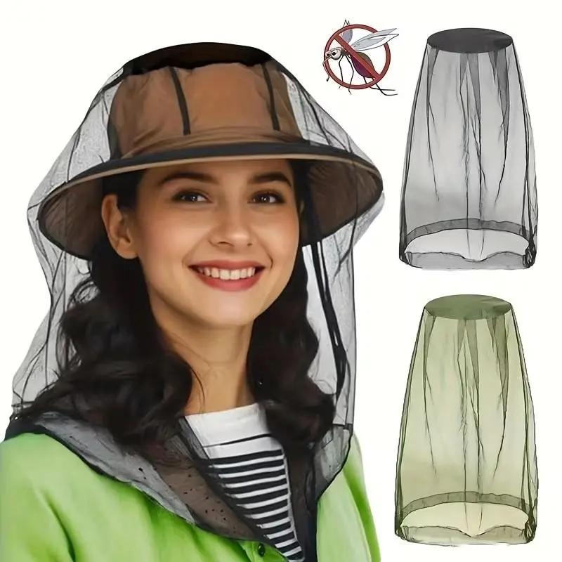 2026 New Large Mosquito Net with Mask, Insect Barrier, Fine Mesh, Compatible with Hats, Ideal for Camping, Hiking