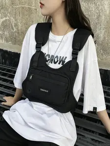 Adjustable Straps Streetwear Outdoor Chest Pack, Lightweight Breathable Oxford Fabric, Large Capacity Zipper Pockets, Ideal for Running, Hiking, Cycling