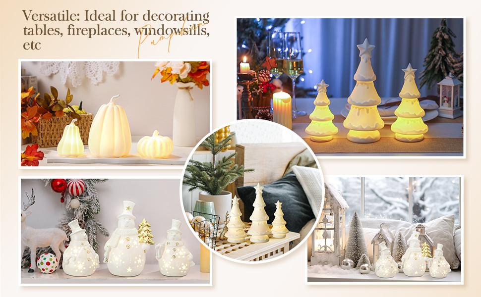 3 Pcs Lighted Ceramic Pumpkin Fall Decorations Autumn Table Centerpiece Porcelain White Pumpkin Figurines for Home Indoor Harvest Tabletop Halloween Thanksgiving Winter Decor 3 Pcs Lighted Ceramic Pumpkin Fall Decorations Autumn Table Centerpiece Porcelain White Pumpkin Figurines for Home Indoor Harvest Tabletop Halloween Thanksgiving Winter Decor