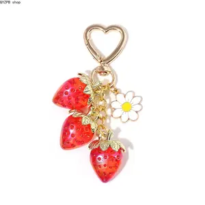 Cute Strawberry Bag Charm Keychain for Women & Girls, Sparkly Kawaii Purse Charm, Y2K Aesthetic Handbag Accessory, Coquette Style Phone Charm, Cute Backpack Decoration, Trendy Gift for Her Birthday, Christmas