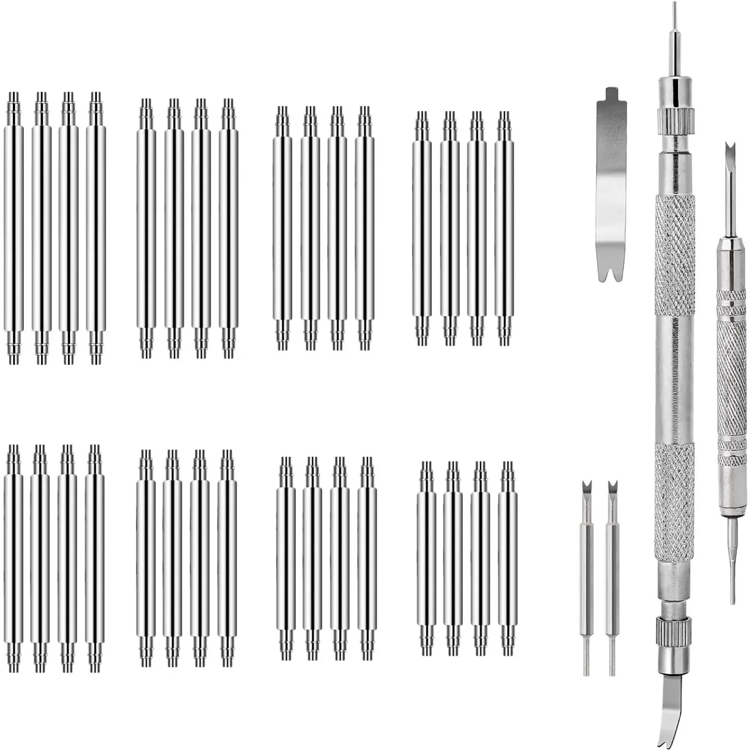 Watch Pins  Kit, 37 count Spring Bar Tool Heavy Duty Stainless Steel Band Link Removal Kit Wrist Bands Strap Removal Repair Fix Tools Diameter 1.5mm