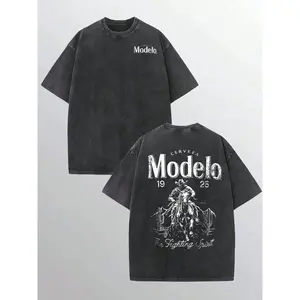 1 Pcs, Double-Sided Retro T-Shirts Modelo Cowboy Graphic Print Water Washed Men's Graphic Printing T-Shirt, Round Neck Short-Sleeve Tee Vintage Retro Tops For Men, Unisex fathers day gift ideas tiktok shop