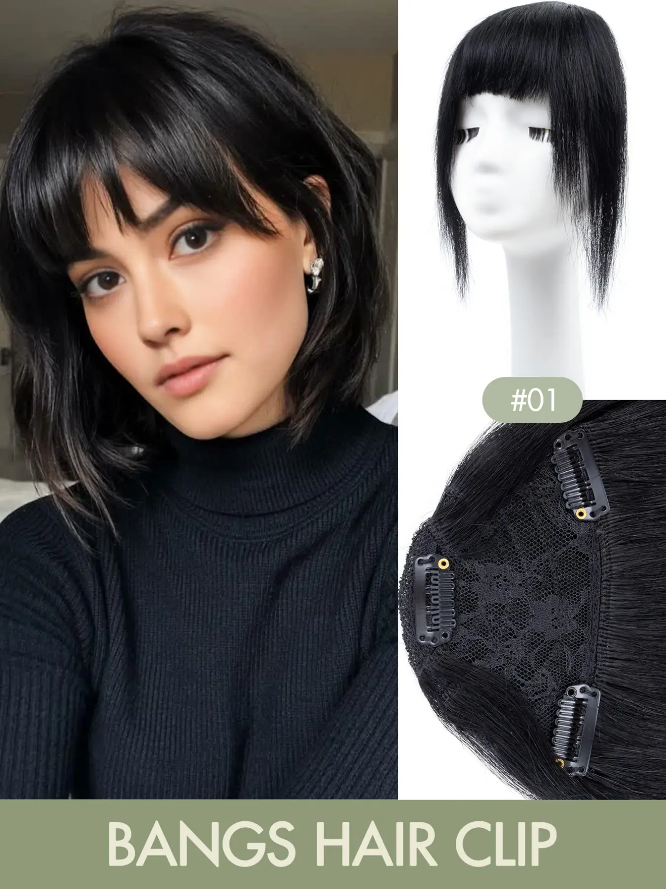 Clip in Bangs Real Human Hair Bangs Hair Clip on Bangs for Women  Nature Black Fake Bangs Fringe with Temples Wispy Bangs Clip Hair Extensions for Daily Wear