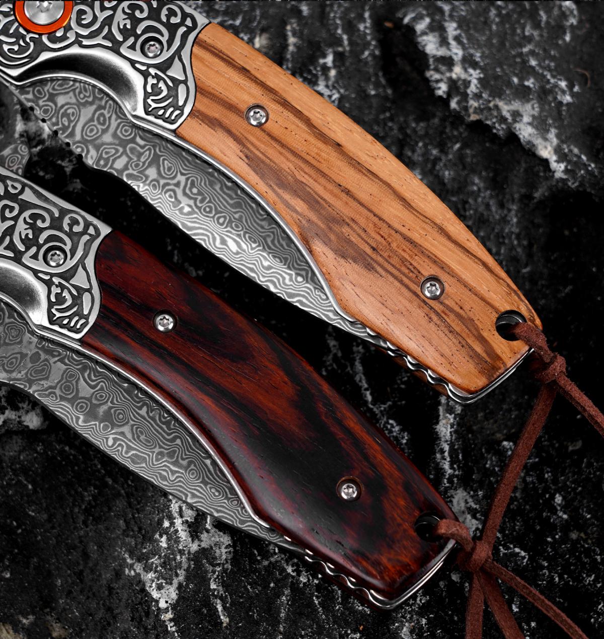 2026 New Outdoor Folding EDC Knife High Carbon Steel Blade Wood Handle Compact Knife For Camping Hiking Adventure