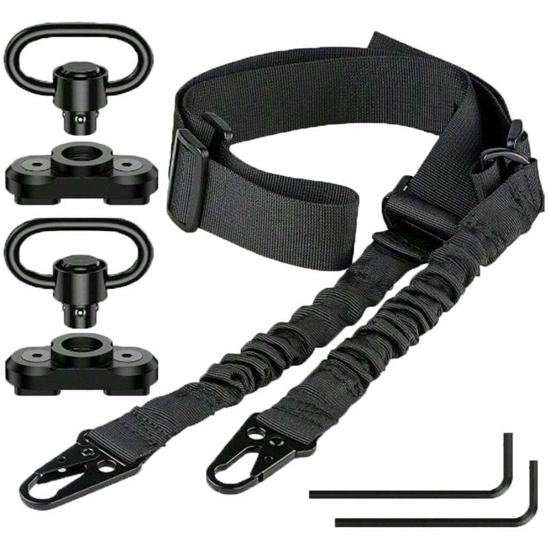 Tactical Gun Sling, 1 Set Adjustable Length Elastic Buffer Gun Sling with 360° Rotation Hook, Universal Adaptation, Outdoor Activities, Sports