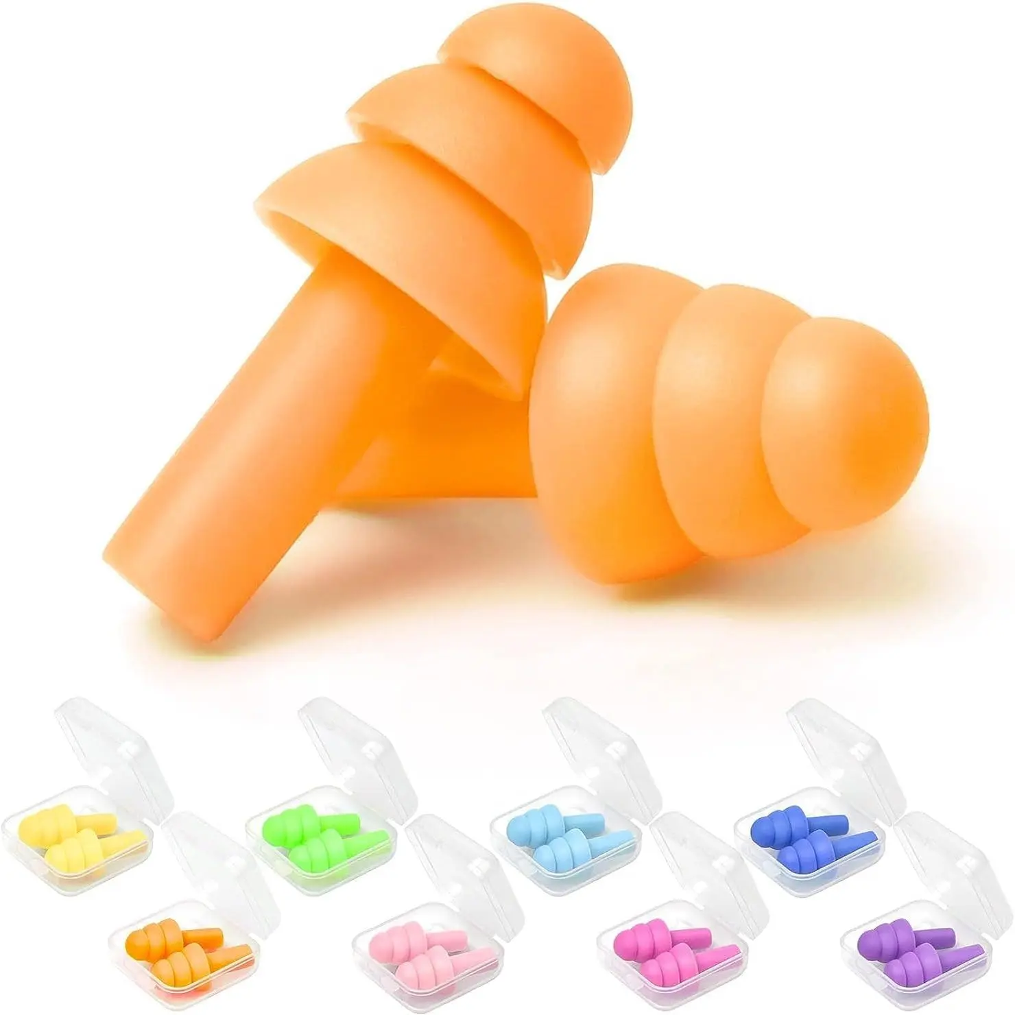 Earplugs for Sleeping Noise Cancelling, 8Pairs Reusable Ear Plugs| Super Soft Silicone, NRR 32 dB, Triple Seal Waterproof, Sleep/Swim/Concerts/Work, Washable BPA-Free, 8Colors Individual Packs