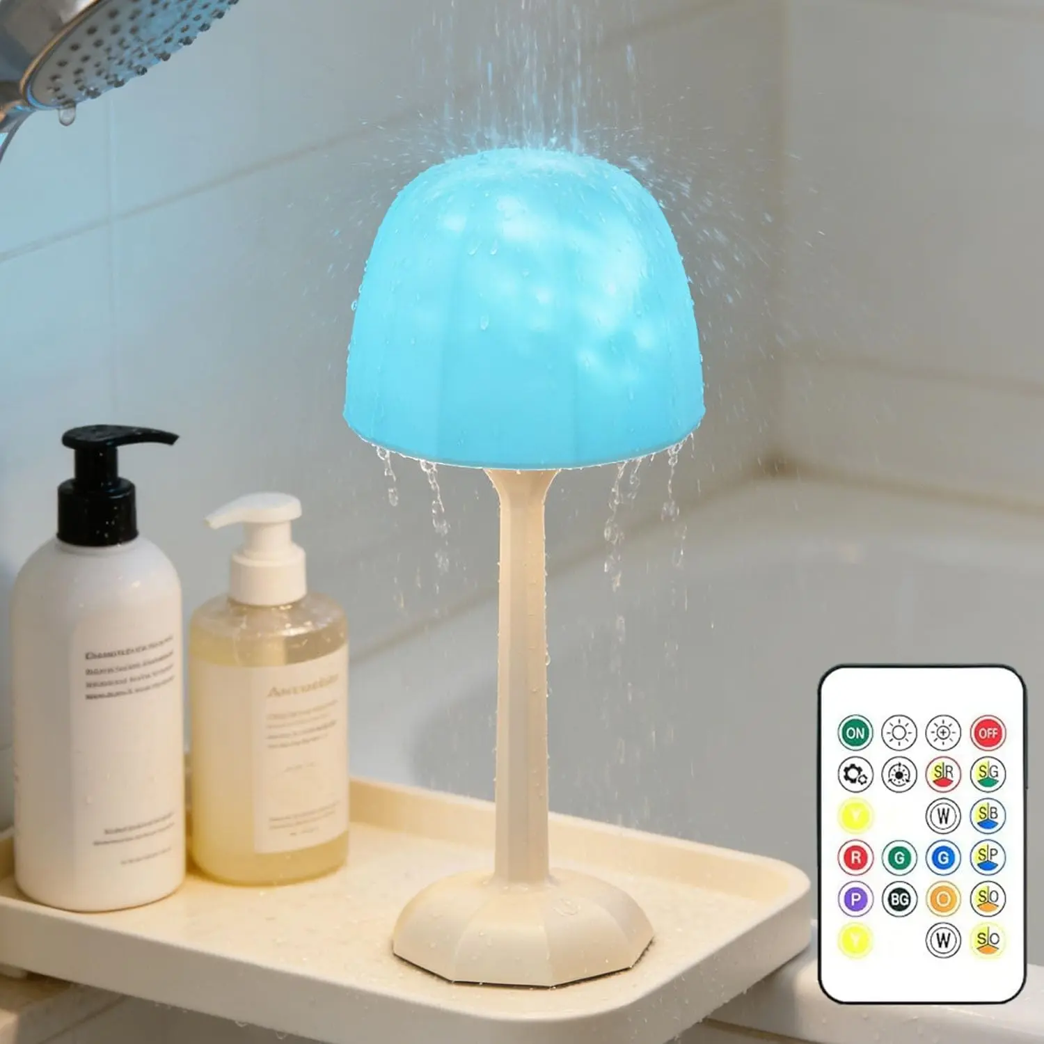 High-End Water Ripple Atmosphere Bathroom Vanity Light, Waterproof Shower Lamp with Remote Control, Rechargeable Nightlight for Spa & Home, Decorative Night Light