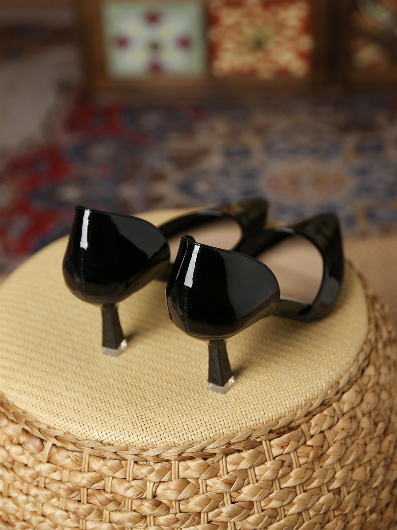 New French Hollow Stiletto Heels Pointed Toe PU Leather Upper Fashion Commuter High Heels, high heel pumps, Elegant Medium Width Shoes for Spring & Fall