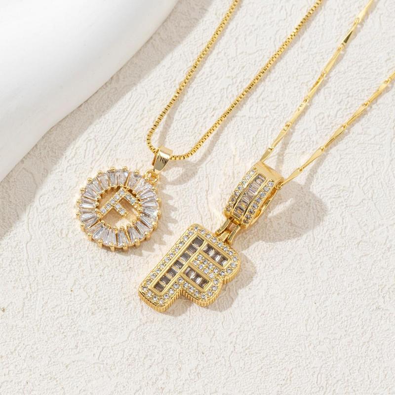 KATCH ME Women's Elegant 2-Pack Initial Letter Copper Pendant Necklaces, Rhinestone Stacking Necklace with Adjustable Chain, Basic 2 Set Jewelry Gift KATCH ME Women's Elegant 2-Pack Initial Letter Copper Pendant Necklaces, Rhinestone Stacking Necklace with Adjustable Chain, Basic 2 Set Jewelry Gift