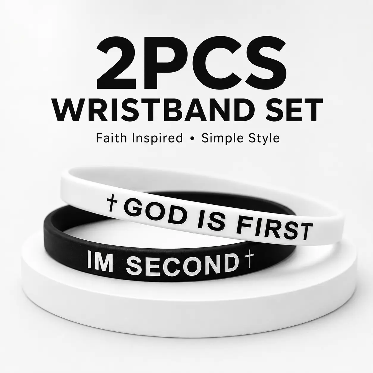 God Is First Bracelet, GOD IS FIRST IM SECOND Christian Silicone Bracelet, Engraved Faith Cross Rubber Wristband, Inspirational Religious Gift for Men Women