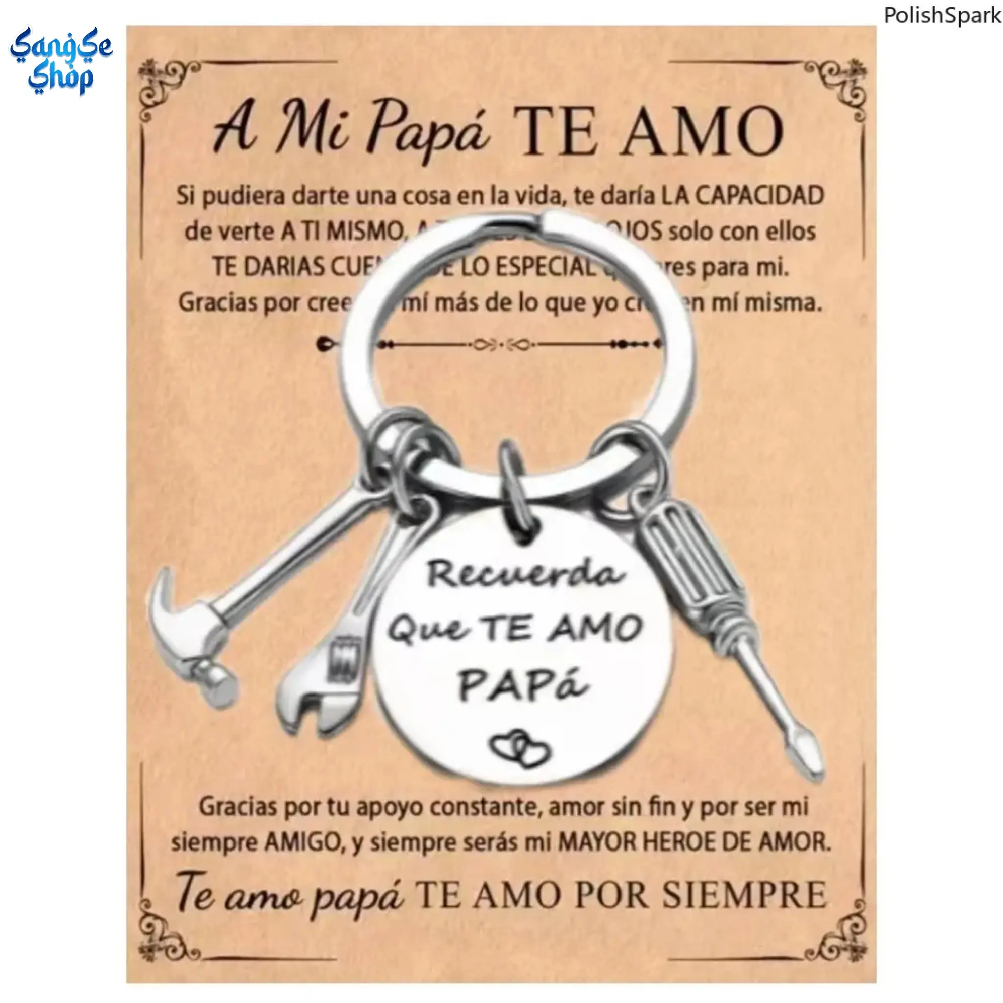 "Recuerda Que Te Amo Papá" Keychain – Stainless Steel Father's Day Gift with Tool Charms, Handyman Dad Gift, Birthday Gift for Dad, with Gift Box,summerwins