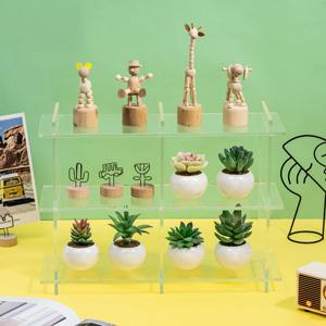 3-Tier Acrylic Tabletop Display Shelf, Clear Display Stand, Sturdy Shelves for Toy, Makeup, Perfume, Spice