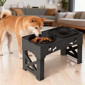 adjustable pet feeding bowl, 1 set ultrasonic seal pet feeder with anti-slip design, pet feeding supplies for small & medium & large dogs & cats, pet supplies, dog accessories,  dog stuff