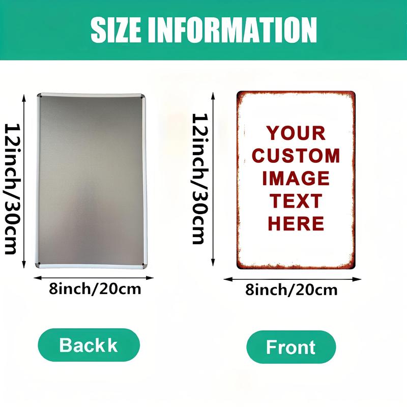 2D FlatCustomizable Metal Sign - Personalized Text/Image/Logo, UV Printed Durable Metal Wall Art Easy Wall-Mounted Installation for Home, Office, Bar, Kitchen Decor - Thoughtful Gift for Employees, Customers, Family, Metal Wall Art Decor, Bar Decoration