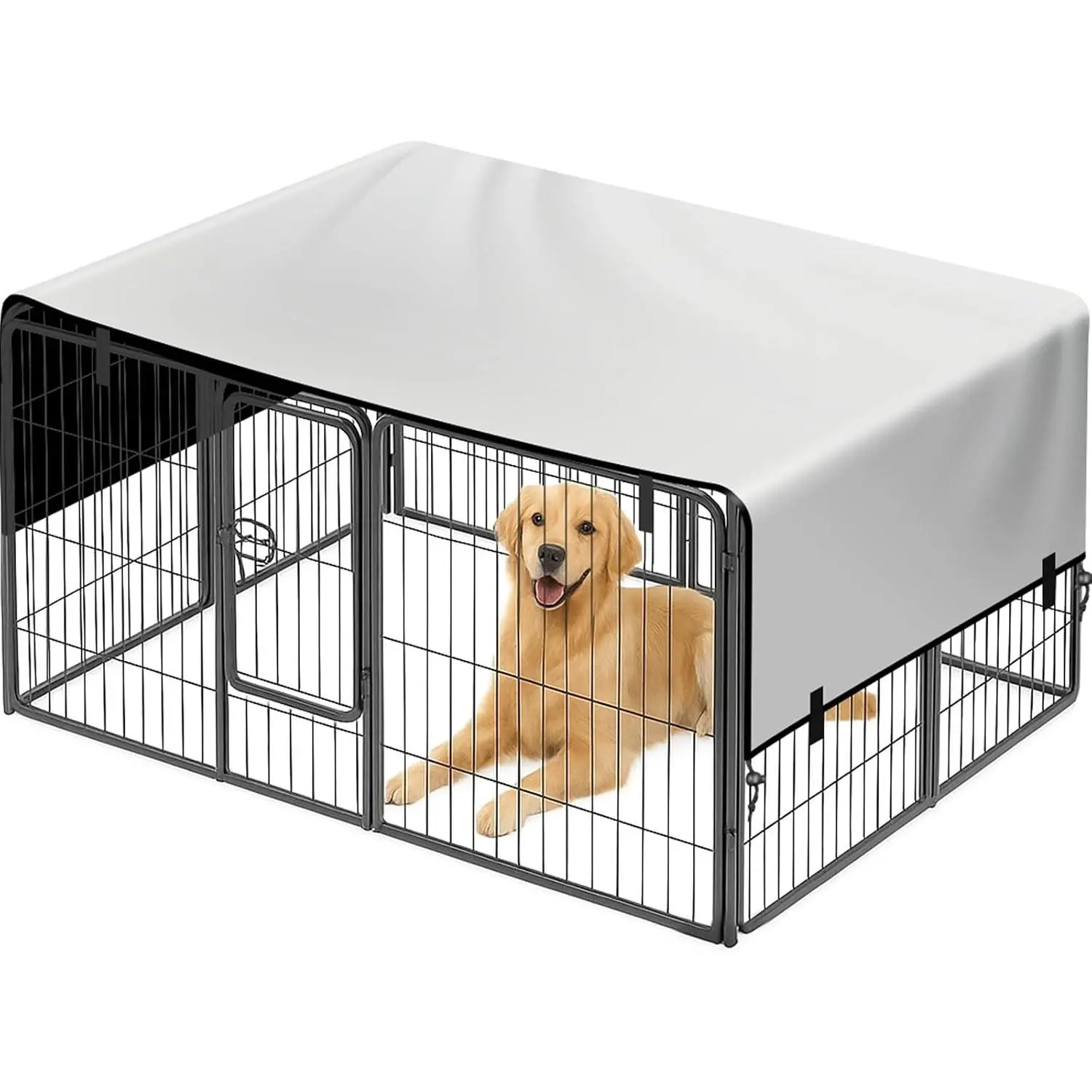 Dog Playpen Cover, Dog Pen Cover with Sun and Rain Protection, Oxford Fabric Shade Roof for 24" High 8-Panel Pet Playpen, Indoor & Outdoor Waterproof Safety Covers (Playpen Not Included)