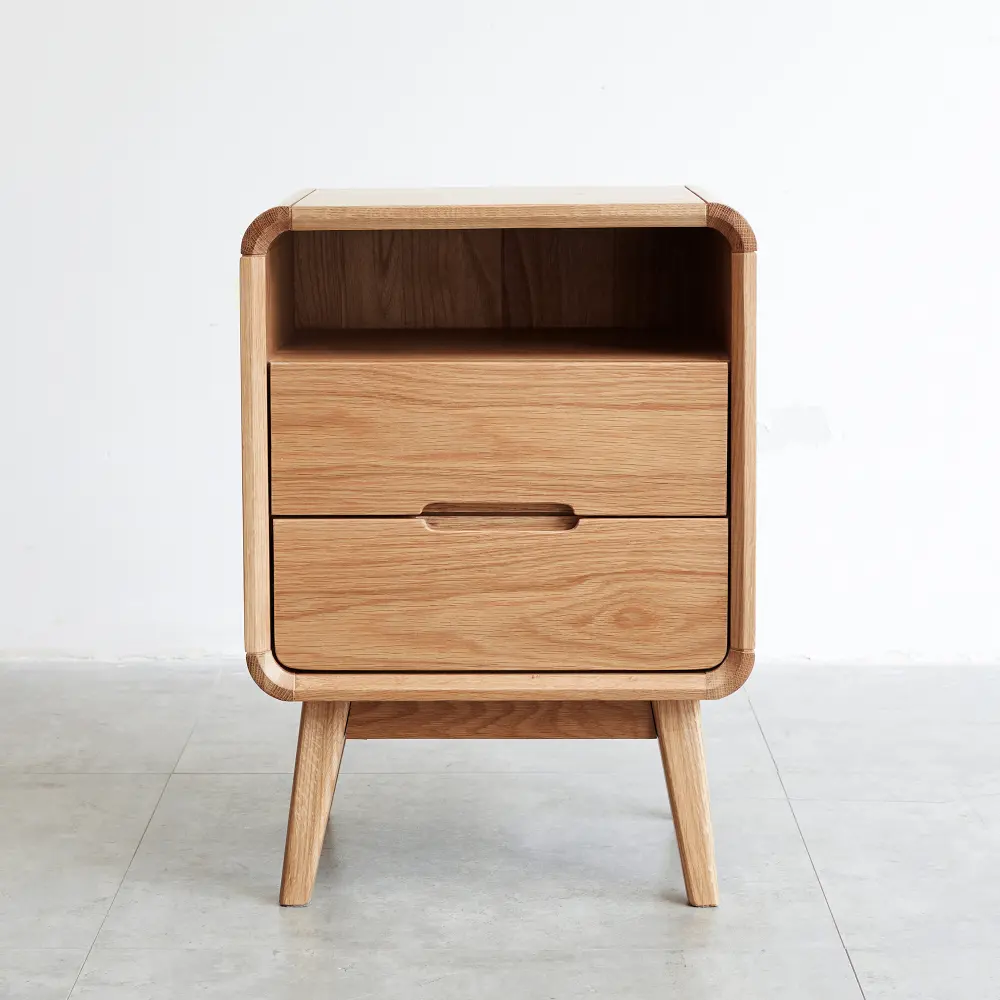 Littleox Pure Solid Wood Bedside Cabinet Modern Simple Nightstands Oak Bedside Cabinet Nordic Bedroom Solid Beech Storage Cabinet