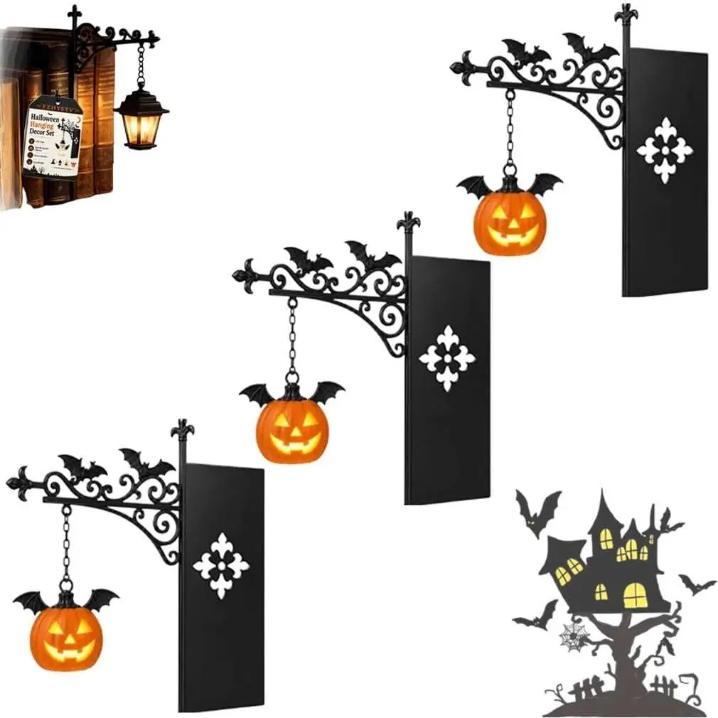 Halloween Edition Library Shelf Lanterns Decor Bookshelf Hanging Ghost Lamp| Mini Desk Warm Lighting Insert Bookend-Style Base Ornament, Reading Corner Decorative Gift for Book Lovers